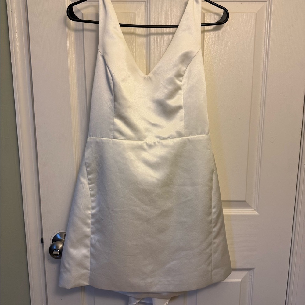 Charming Celebration White Taffeta Bow Mini Dress Lulus